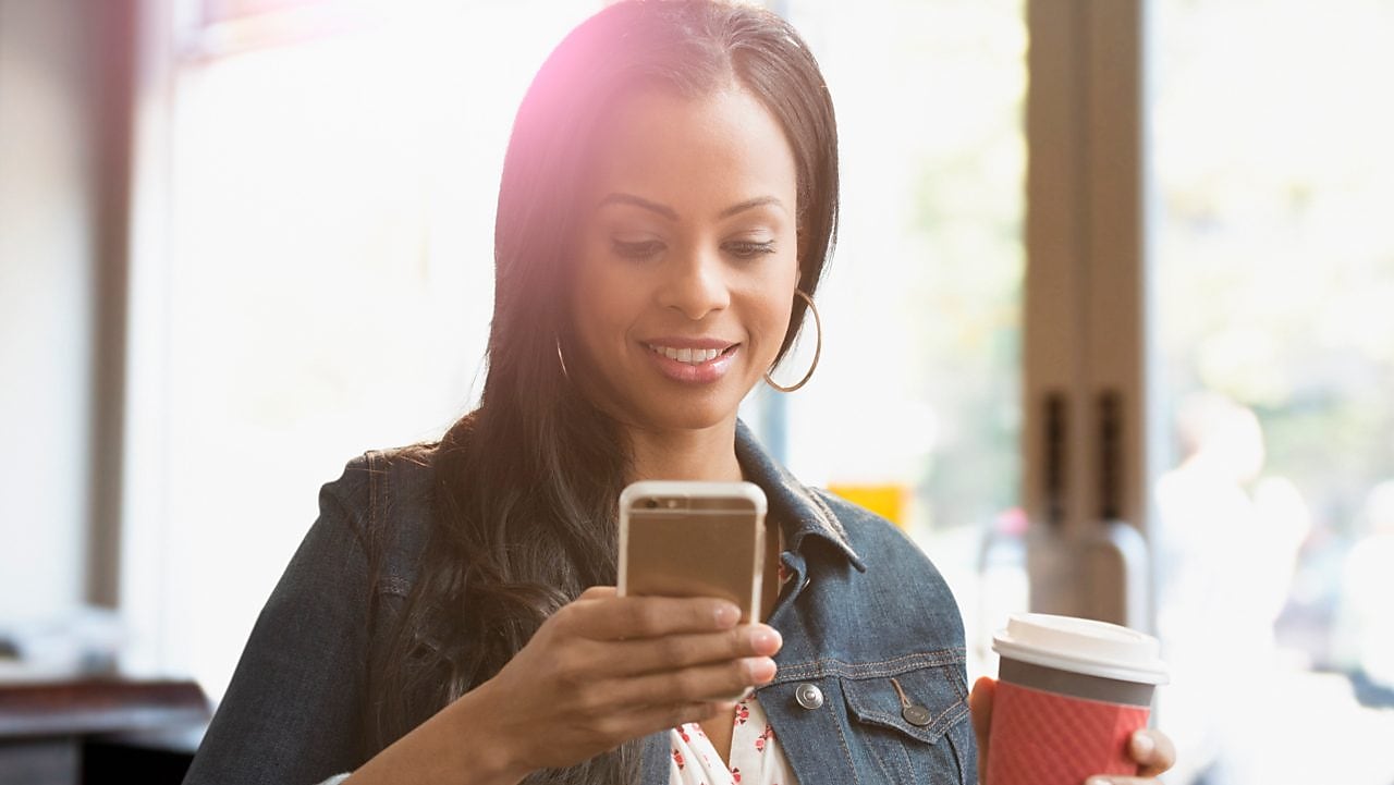 Woman using her mobile phone