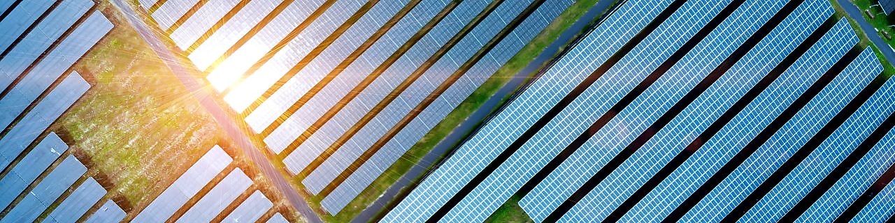 Aerial view of solar cell field