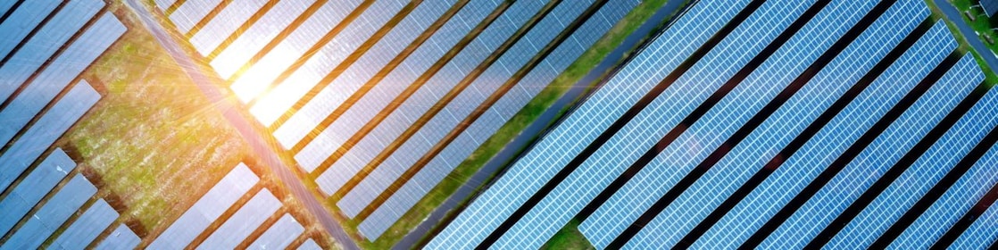 Aerial view of solar cell field