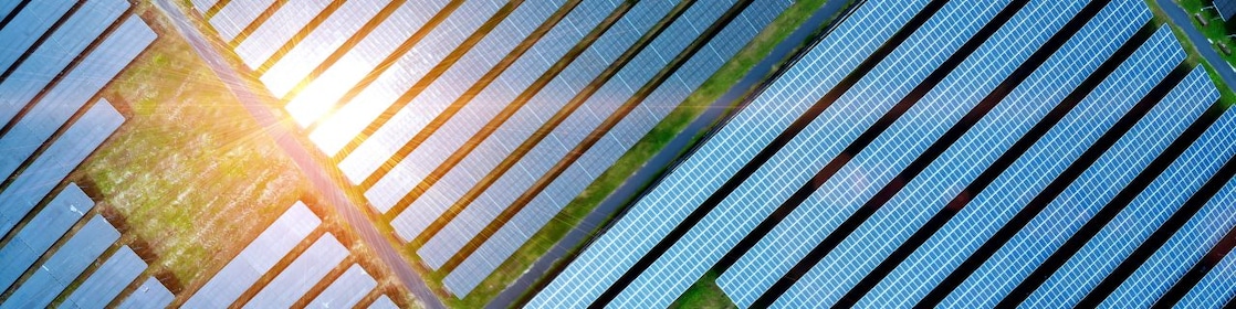 Aerial view of solar cell field