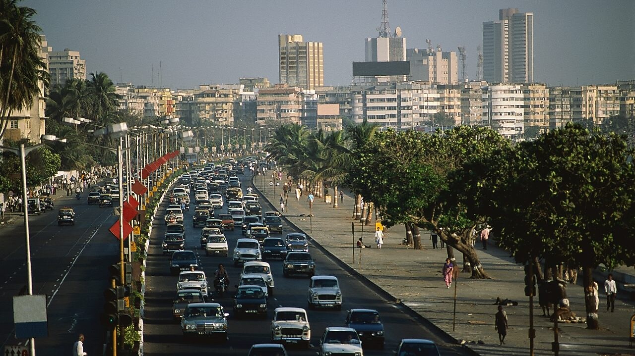 Traffic jam on Marine Drive in Bombay, India