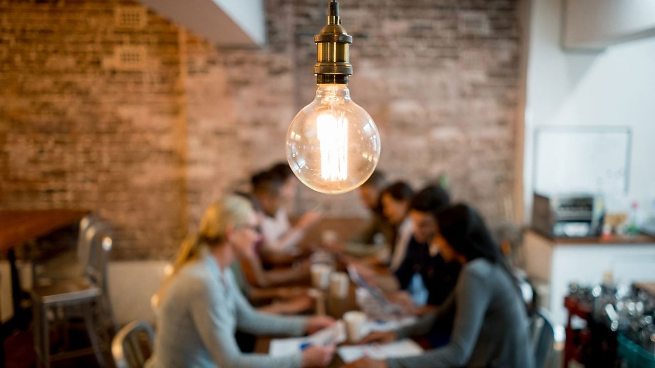 Lightbulb illuminating a room