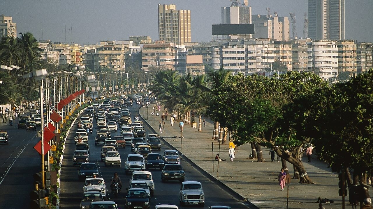 Traffic jam on Marine Drive in Bombay, India