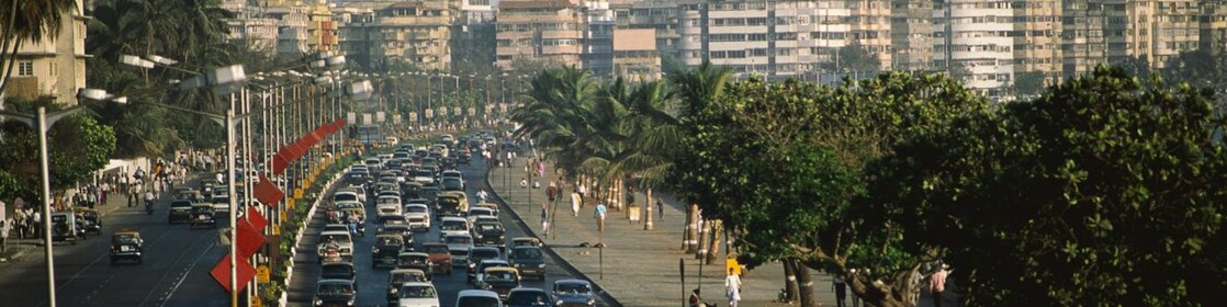 Traffic jam on Marine Drive in Bombay, India