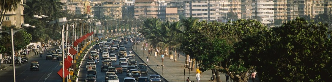 Traffic jam on Marine Drive in Bombay, India