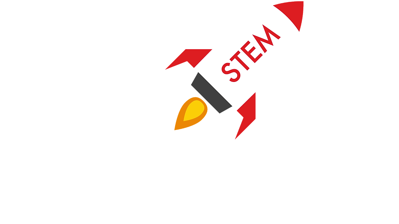 A graphic of a rocket ship with the letters STEM on it.