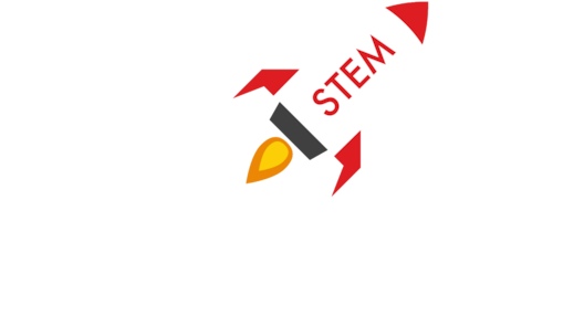 A graphic of a rocket ship with the letters STEM on it.